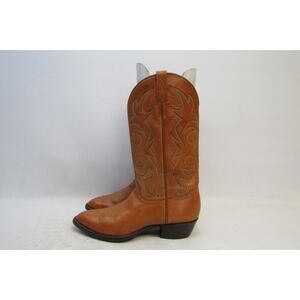 El Dorado Mens Size 10.5 B Narrow Width Orange All Leather Cowboy Western Boots